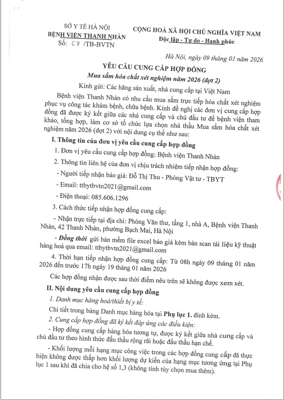 CV yêu cầu cung cấp hợp đồng tương tự gói mua sắm trực tiếp HCXN năm 2026 đợt 2