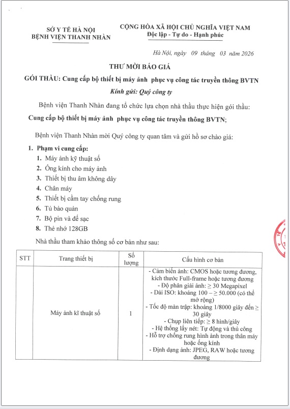 Cung cấp bộ thiết bị máy ảnh phục vụ công tác truyền thông BVTN