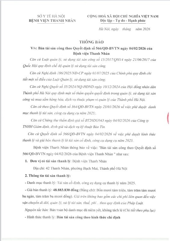 Bán tài sản, công cụ dụng cụ thanh lý năm 2025