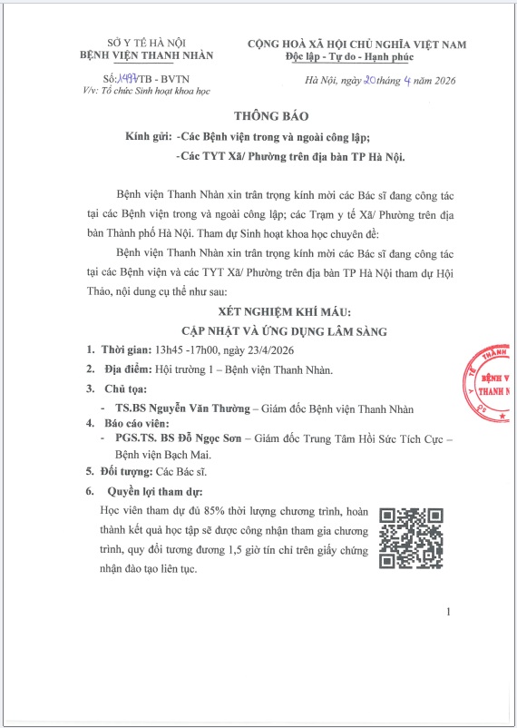 Thông báo tổ chức Sinh hoạt khoa học chuyên đề