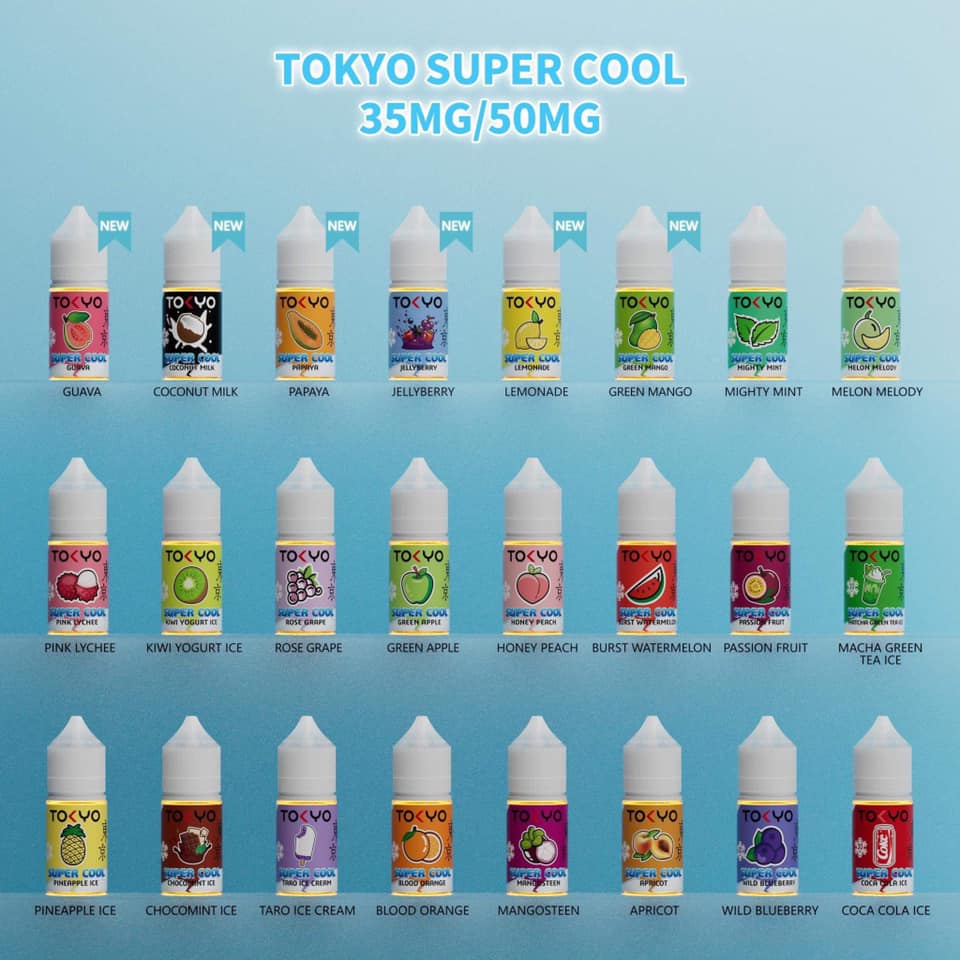 Giới thiệu và review chi tiết Tokyo Super Cool Saltnic (30ml / 35mg / 50mg)