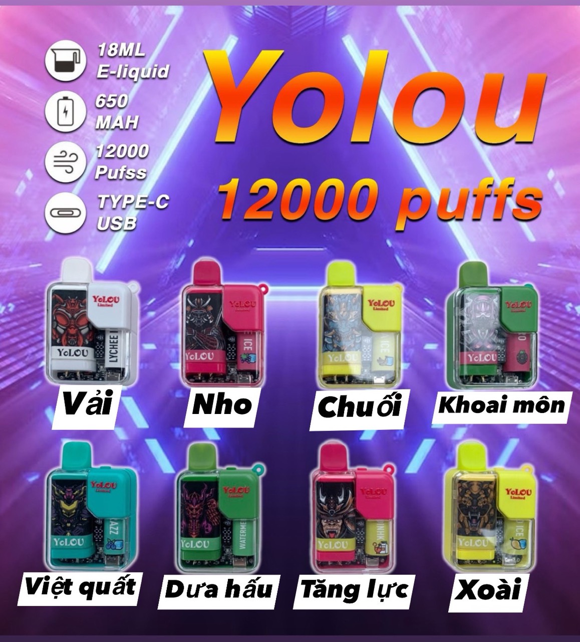 Giới thiệu và review chi tiết sản phẩm Yolou 12000 Hơi (50mg) – Pod 1 Lần