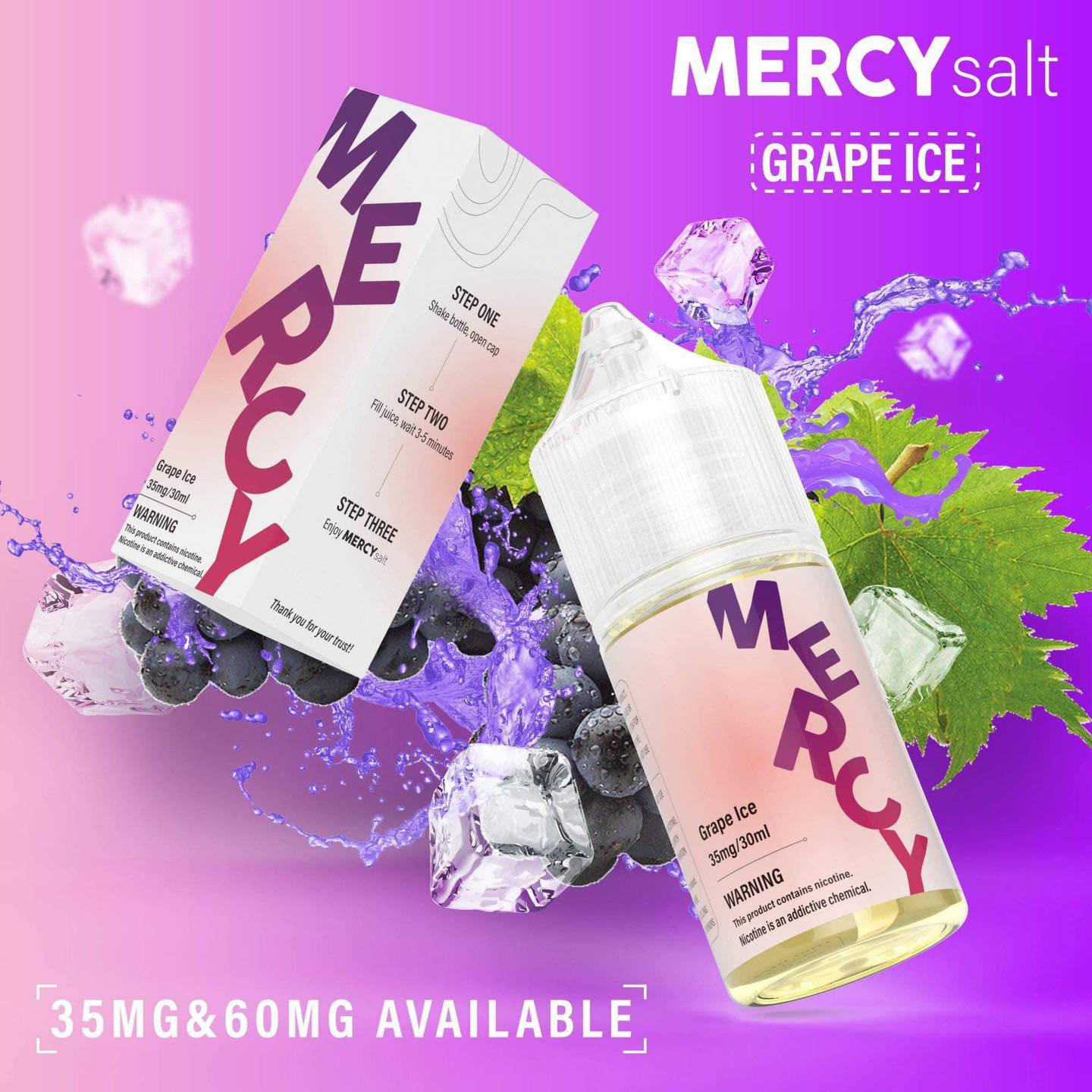 Giới thiệu và review chi tiết chai juice Mercy Salt 30ml (35mg/60mg)