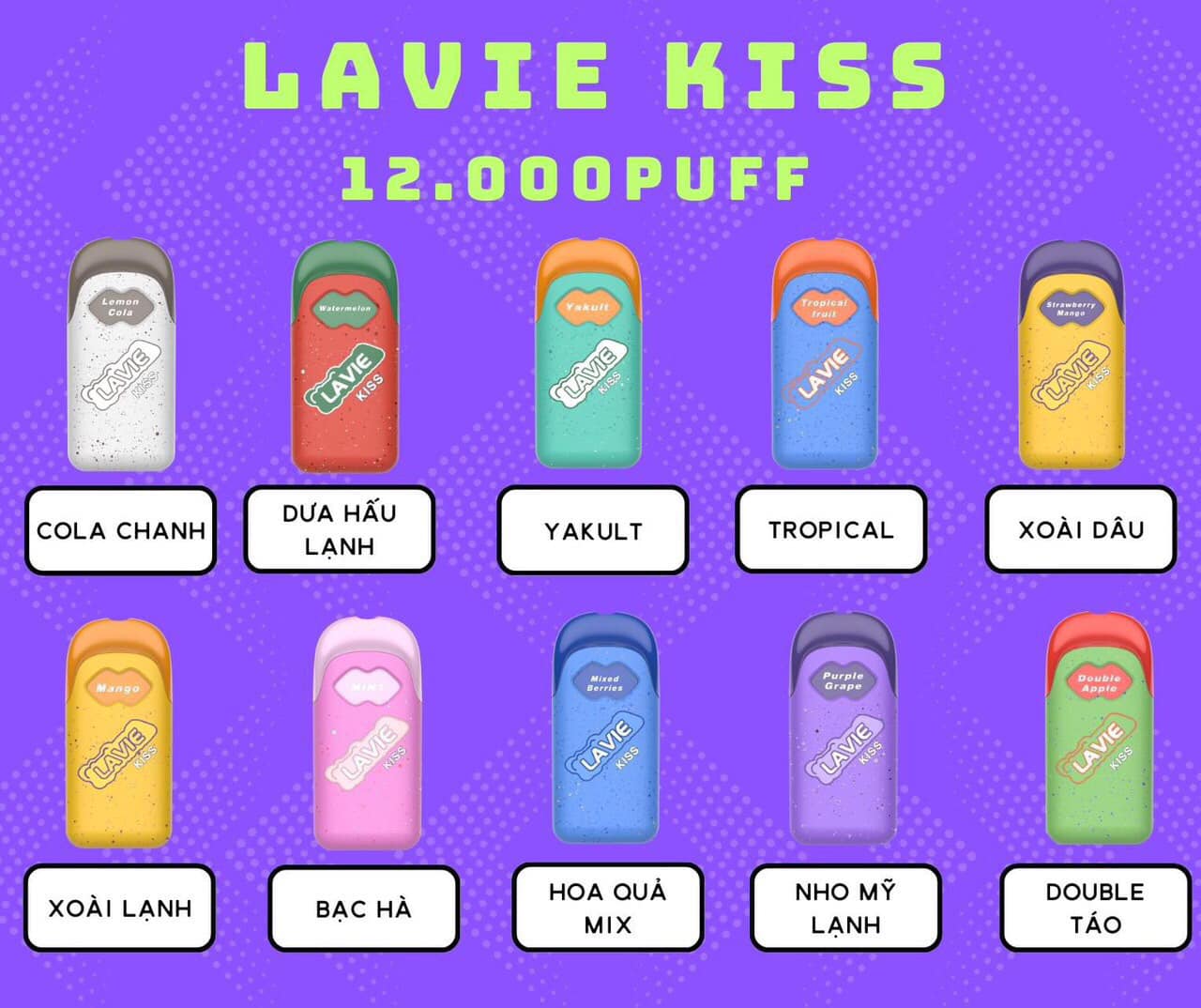 Review chi tiết Pod 1 Lần Lavie Kiss 12000 Hơi (50mg)