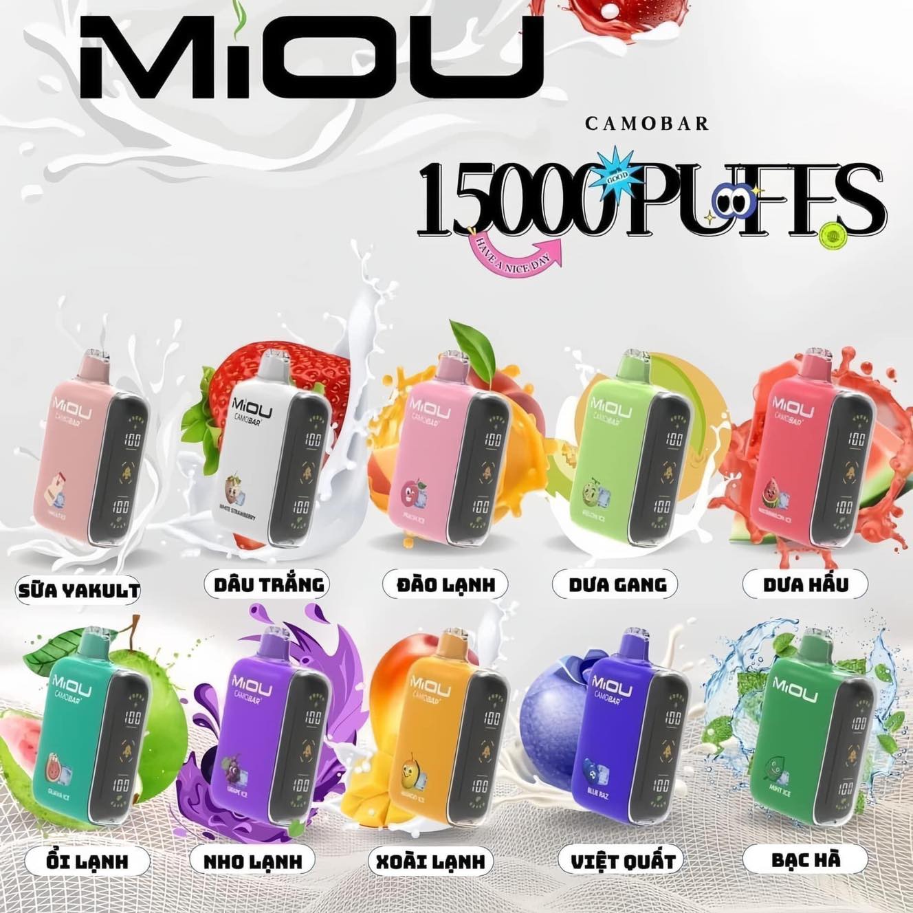 Review chi tiết MiOU Camobar 15000 Hơi (50mg) – Pod 1 Lần