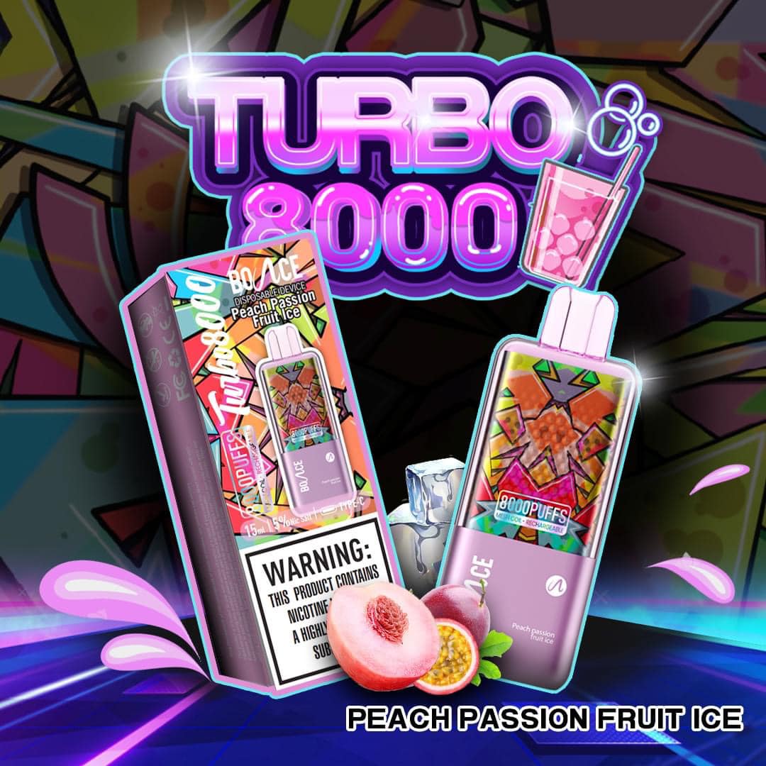 Turbo 8000 Hơi Hương Vị Đào Chanh Leo Lạnh (50mg) – Pod 1 Lần