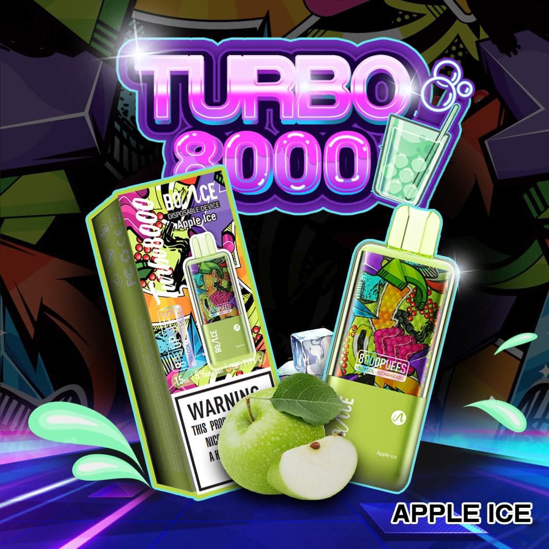 Turbo 8000 Hơi Hương Vị Táo Lạnh (50mg) – Pod 1 Lần