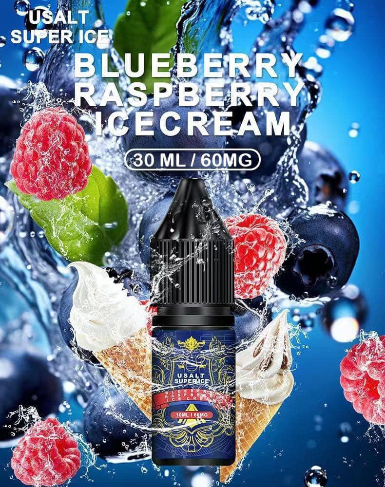 Usalt Super Ice Blueberry Raspberry Ice Cream Kem Việt Quất Mâm Xôi Saltnic (30ml / 60mg)