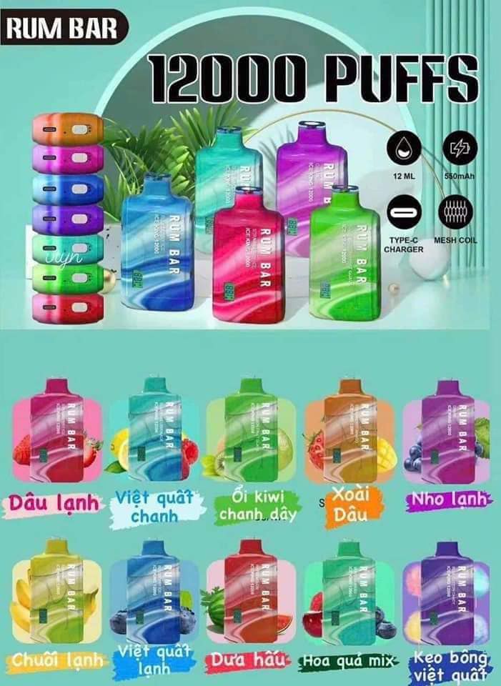 Rum Bar 12000 Hơi - Dưa Hấu Lạnh (50mg) – Pod 1 Lần