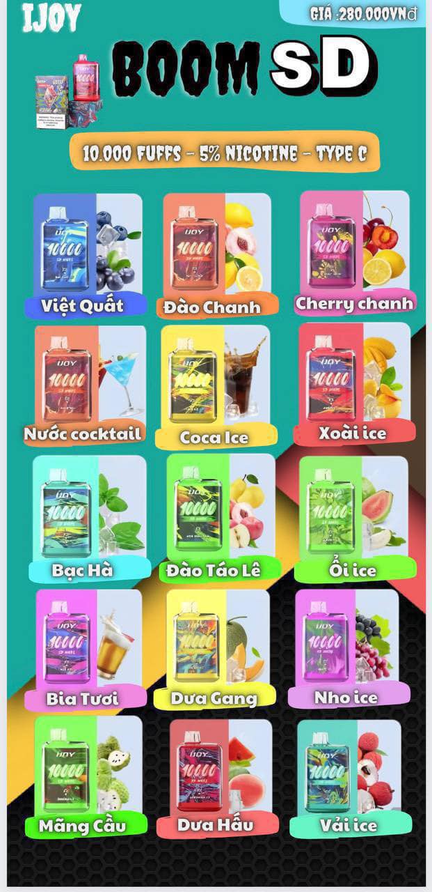 Ijoy Boom SD 10000 Hơi Xoài Lạnh (50mg) – Pod 1 Lần