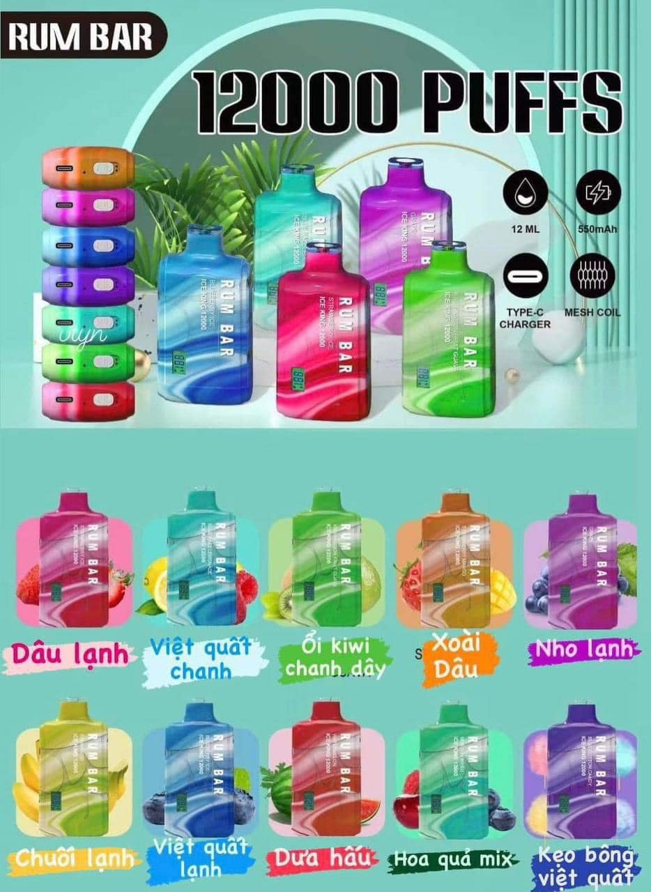 Rum Bar 12000 Hơi - Xoài Dâu (50mg) – Pod 1 Lần