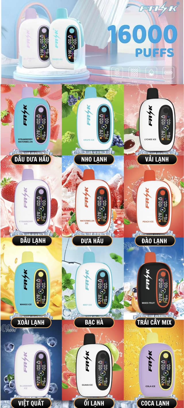 Fask 16000 Hơi - Dâu Lạnh (50mg) – Pod 1 Lần