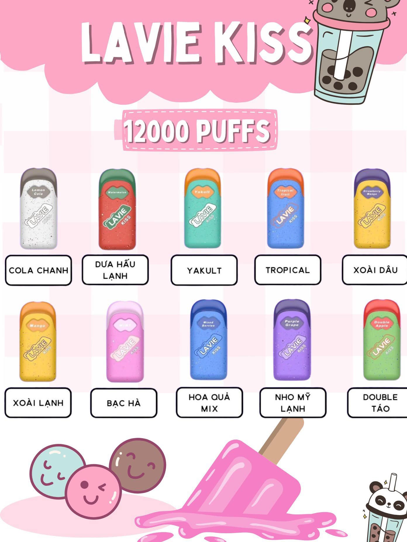 Lavie Kiss 12000 Hơi Yakult (50mg) – Pod 1 Lần
