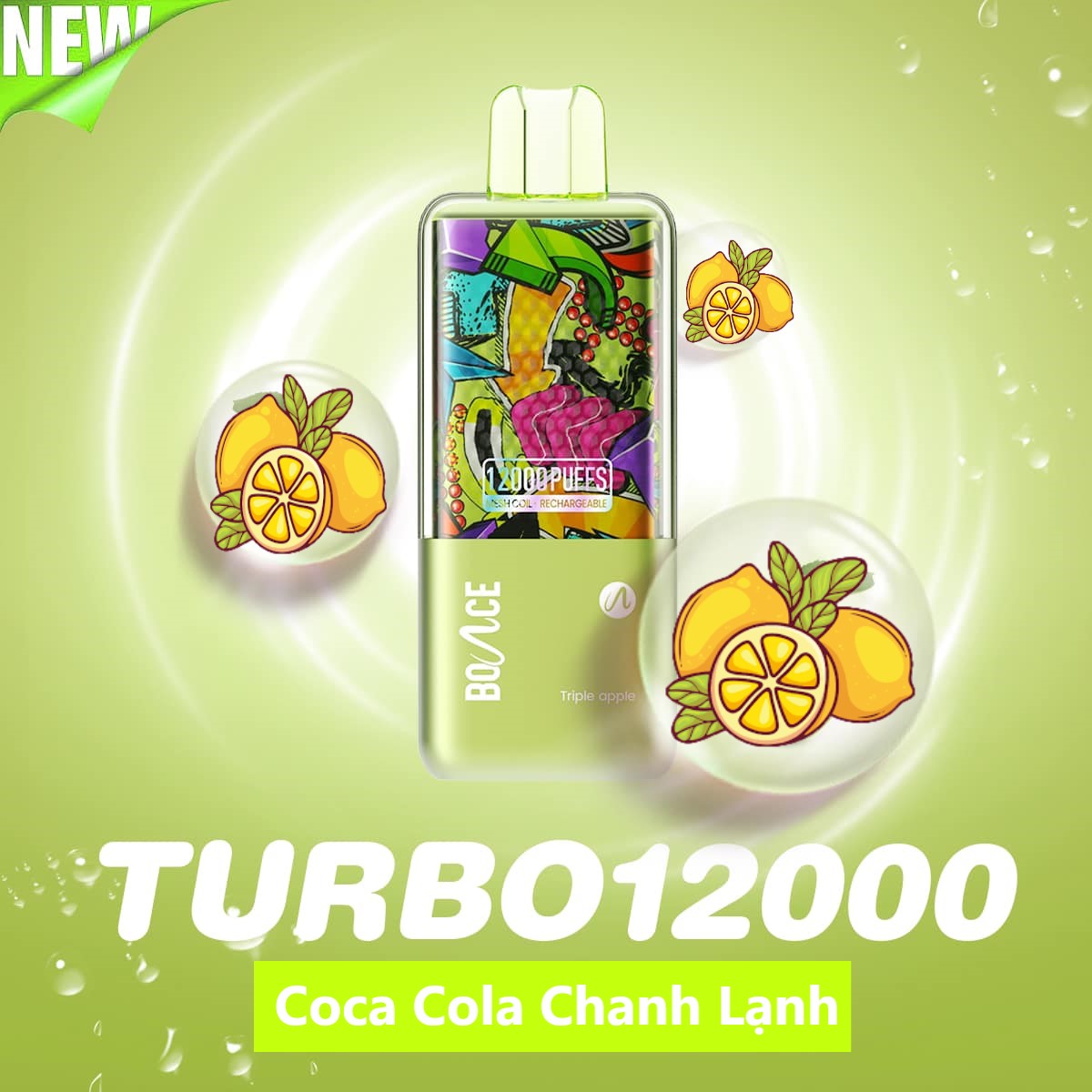 Turbo 12000 Hơi Coca Cola Chanh Lạnh (50mg) – Pod 1 Lần