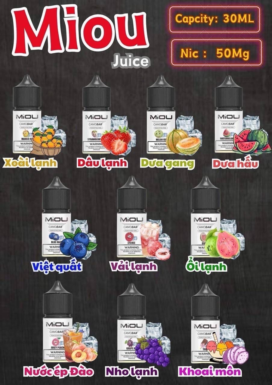 MiOU Camobar Juice Nước Ép Đào Saltnic (30ml / 50mg)