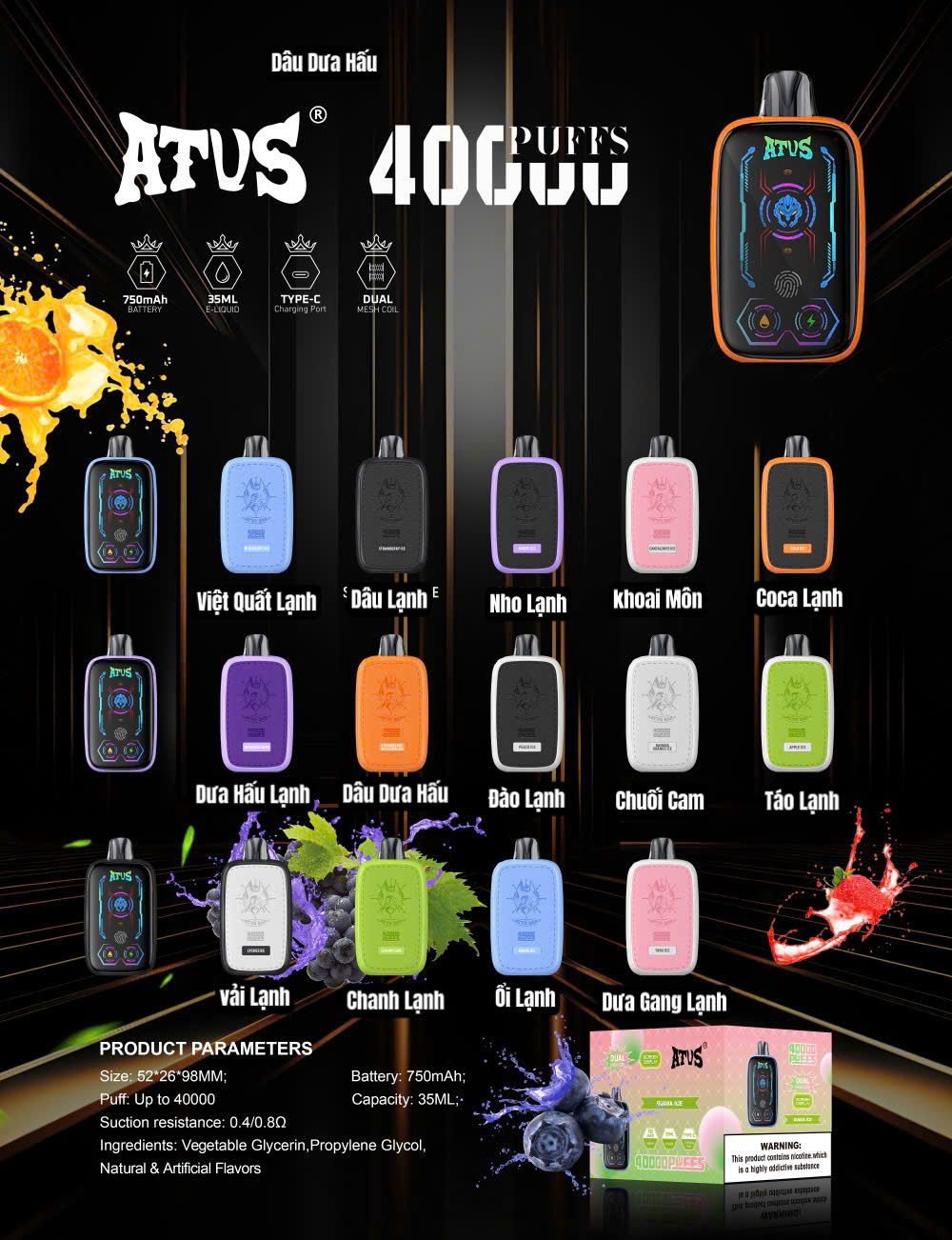 ATVS 40000 Hơi Chuối Cam Lạnh (50mg) – Pod 1 Lần
