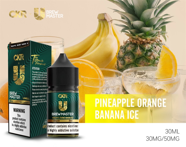 CKR Uwell Brewmaster Pineapple Orange Banana Ice - Chuối Cam Dứa Lạnh Saltnic (30ml/30mg/50mg)