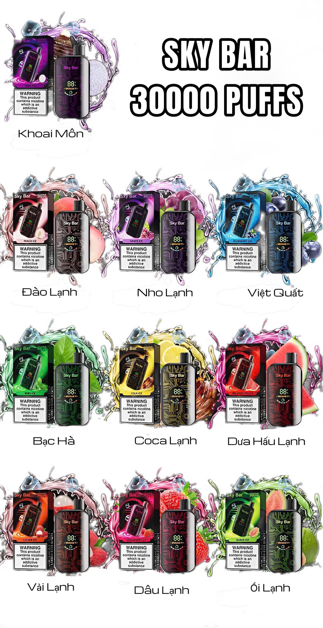 Sky Bar 30000 Hơi Khoai Môn Lạnh (50mg) – Pod 1 Lần