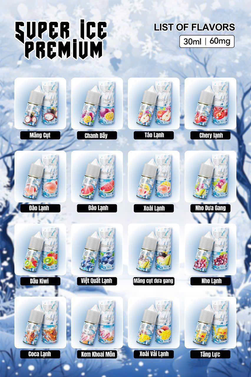 Super Ice Premium Nước Tăng Lực Saltnic (30ml/60mg)