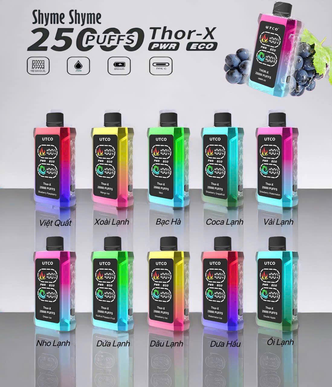 Shyme Shyme Thor-X 25000 Hơi Việt Quất Lạnh (50mg) – Pod 1 Lần