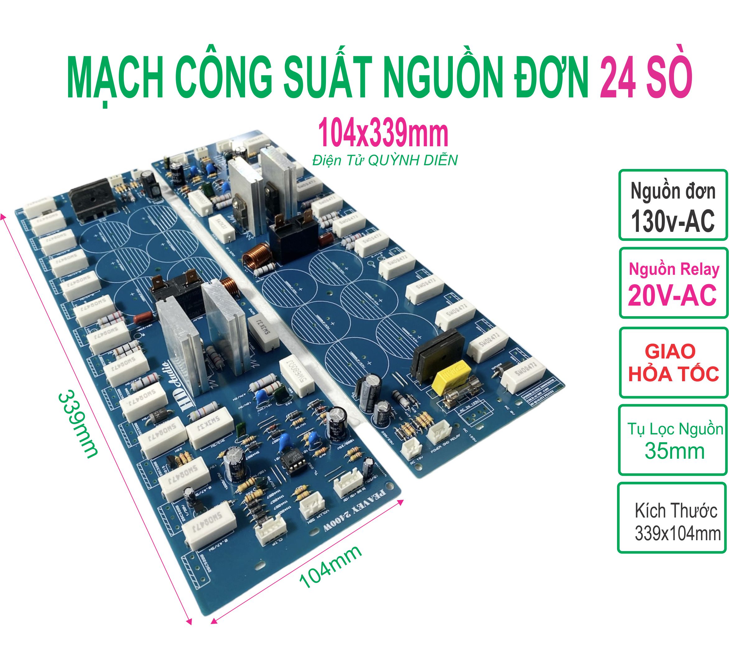 Hướng dẫn lắp ráp mạch công suất nguồn đơn 24 sò | Linh kiện Quỳnh Diễn