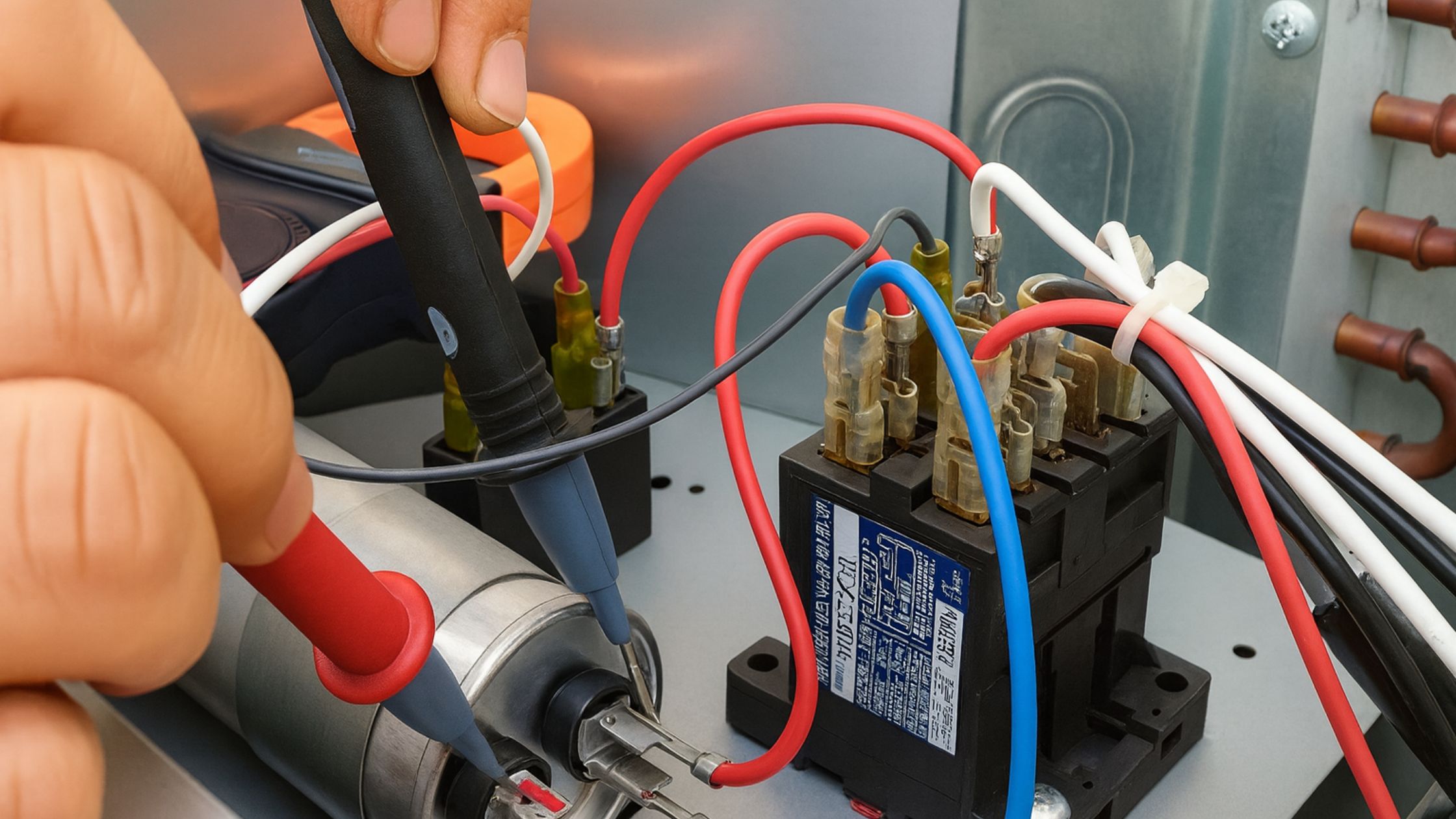 Minh họa cách kiểm tra tụ điện và relay điều hòa