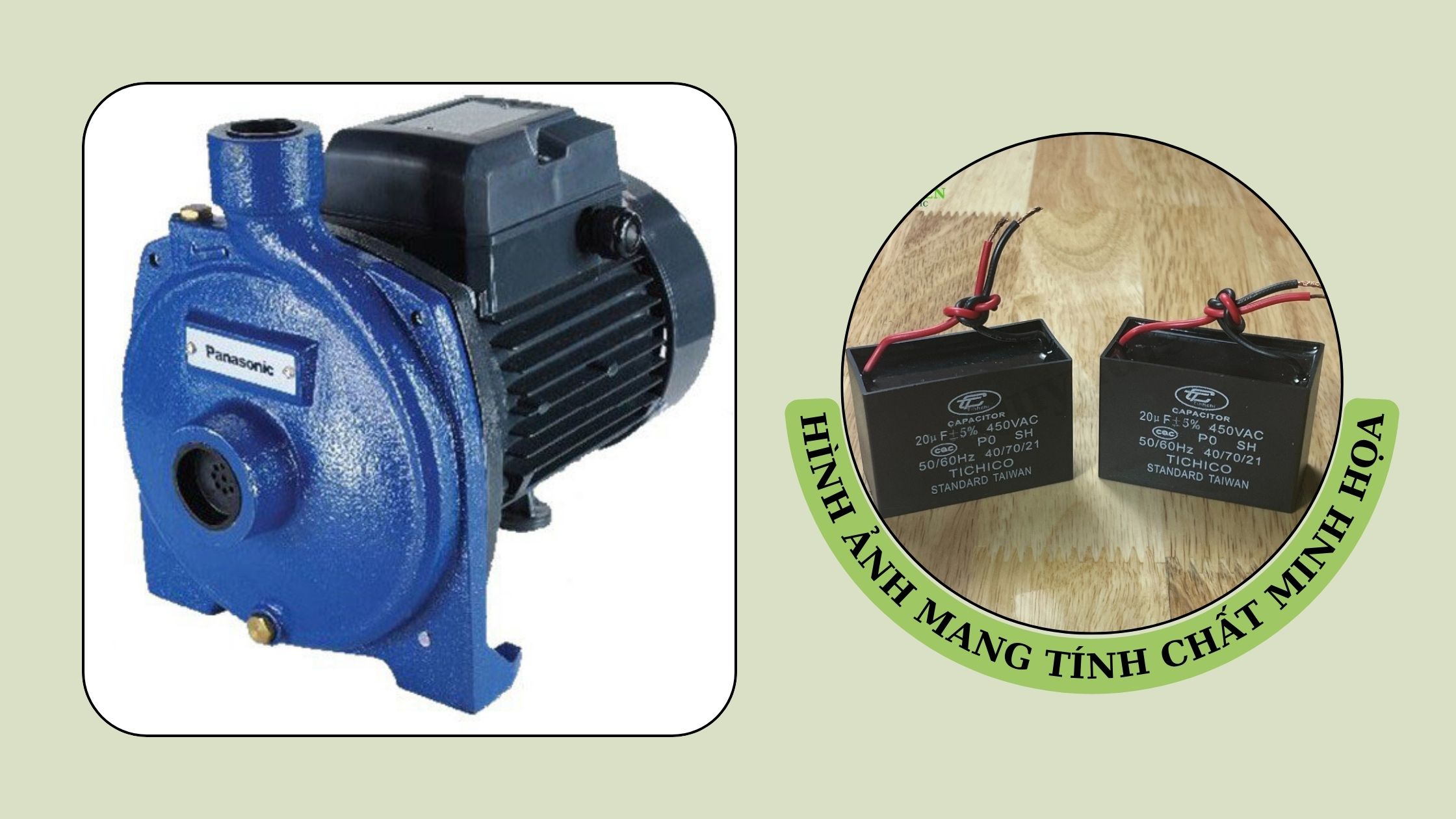 Ứng dụng phổ biến trong máy bơm nước 1 pha, tụ giúp motor khởi động mạnh, dòng ổn định, tránh hiện tượng “ù máy – không lên nước”.
