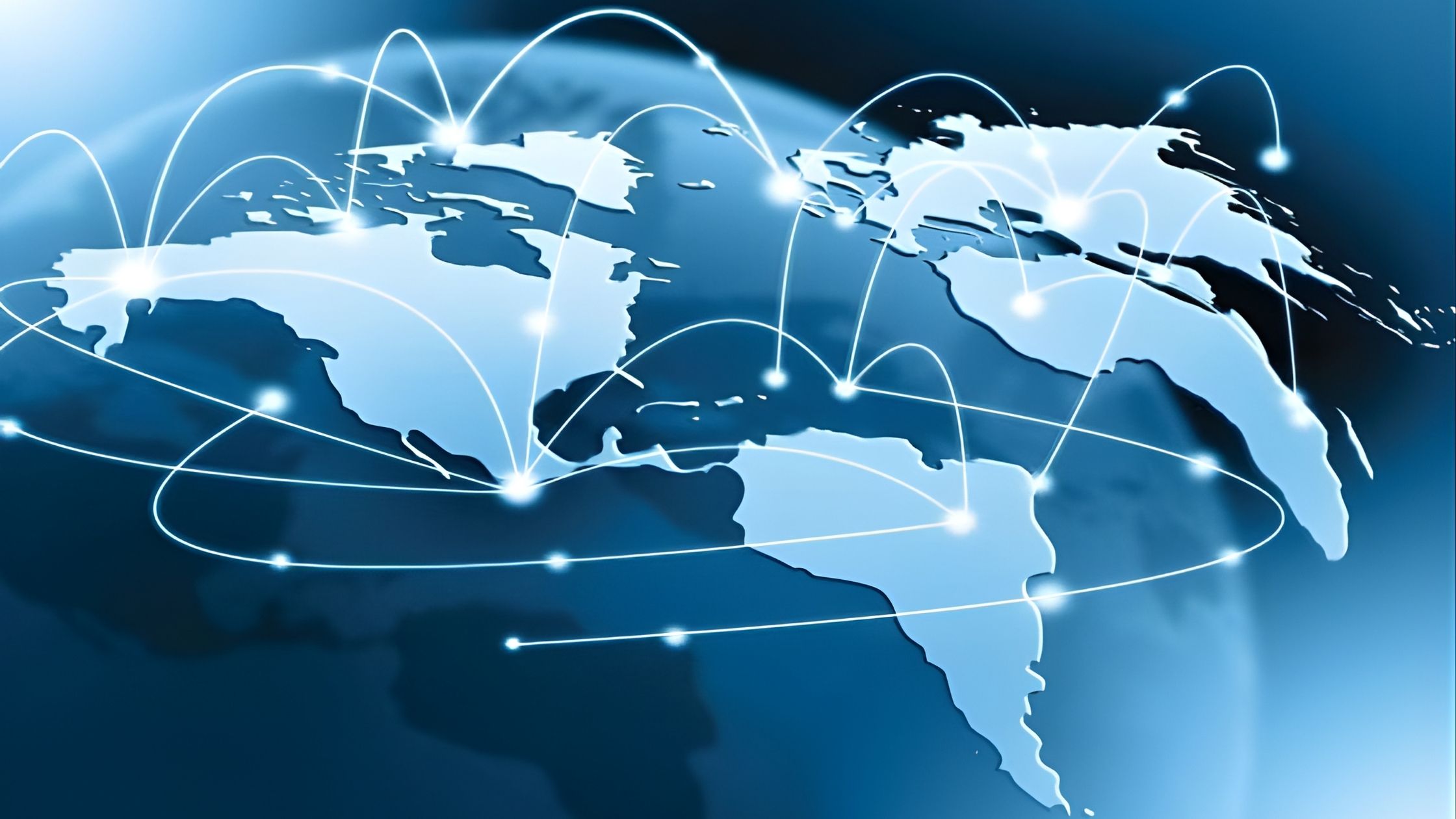 Minh họa hệ thống kết nối mạng lưới toàn cầu – biểu tượng của thương mại điện tử và vận chuyển xuyên biên giới.