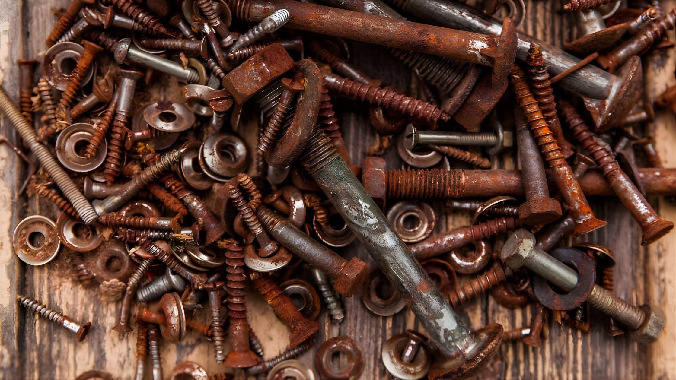 Ốc vít bị rỉ sét sau thời gian dài sử dụng – minh chứng cho tầm quan trọng của việc chọn vật liệu chống ăn mòn.