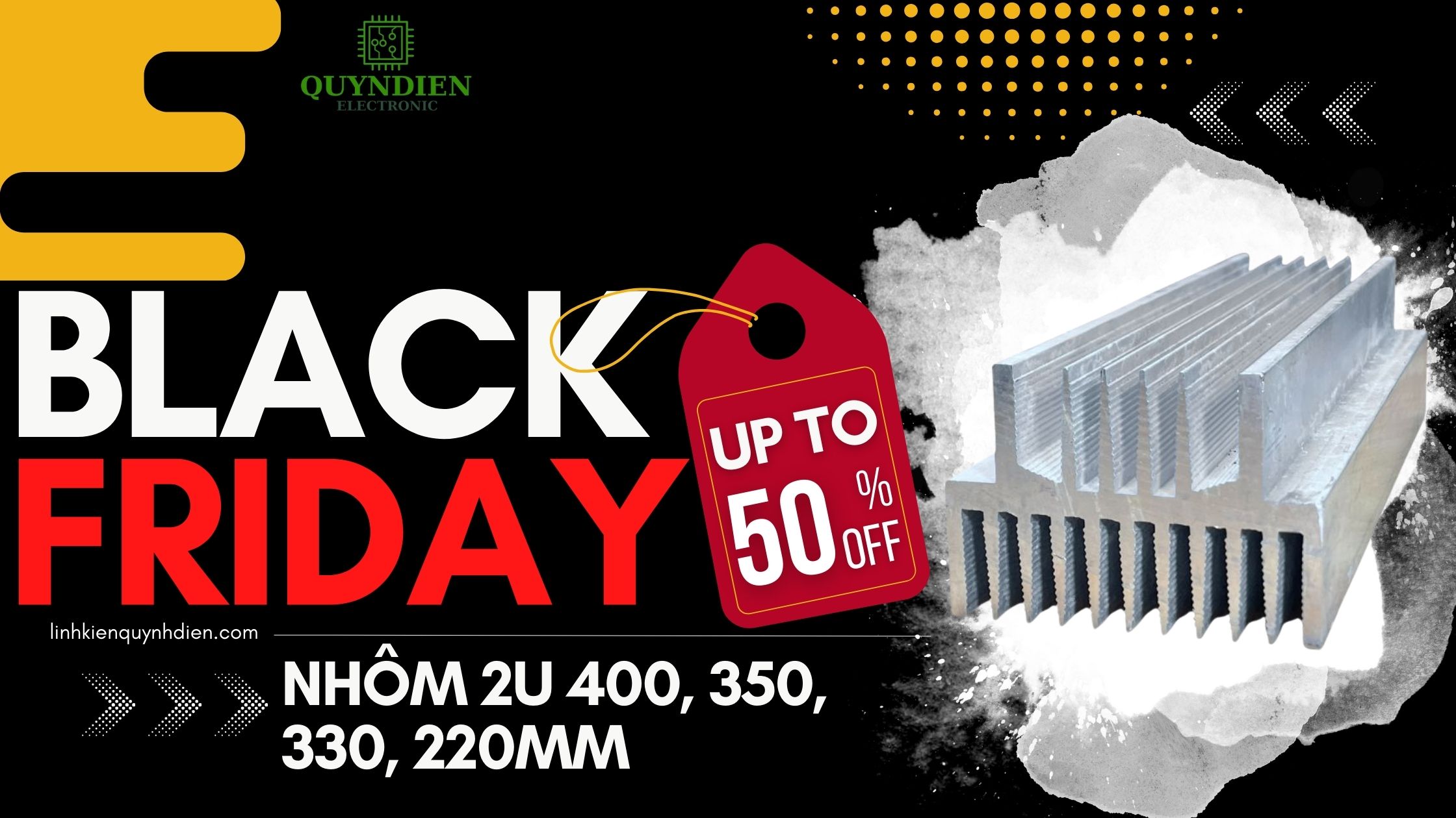 Black Friday nhôm tản nhiệt 2U các kích thước 400mm, 350mm, 330mm, 220mm giảm đến 50% tại Linh Kiện Quỳnh Diễn