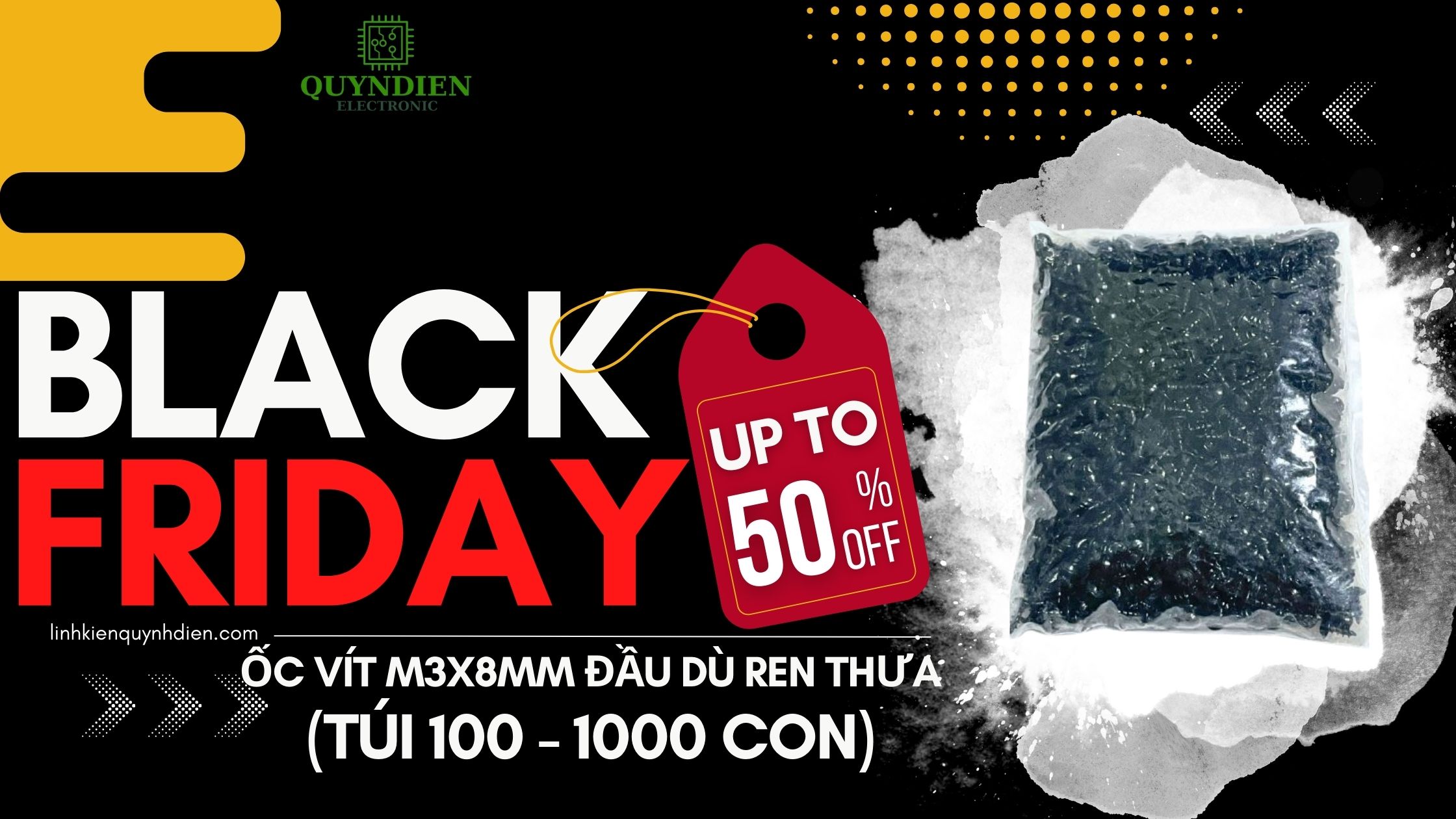 Black Friday ốc vít M3x8mm đầu dù ren thưa giảm đến 50% tại Linh Kiện Quỳnh Diễn