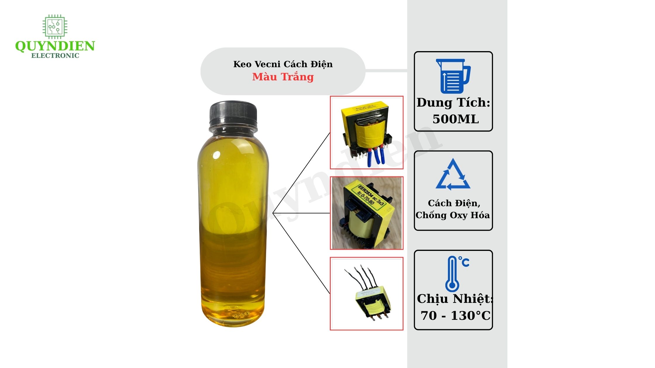 Keo vecni cách điện màu trắng 500ml – Chống oxy hóa, chịu nhiệt 70–130°C – Linh Kiện Quỳnh Diễn