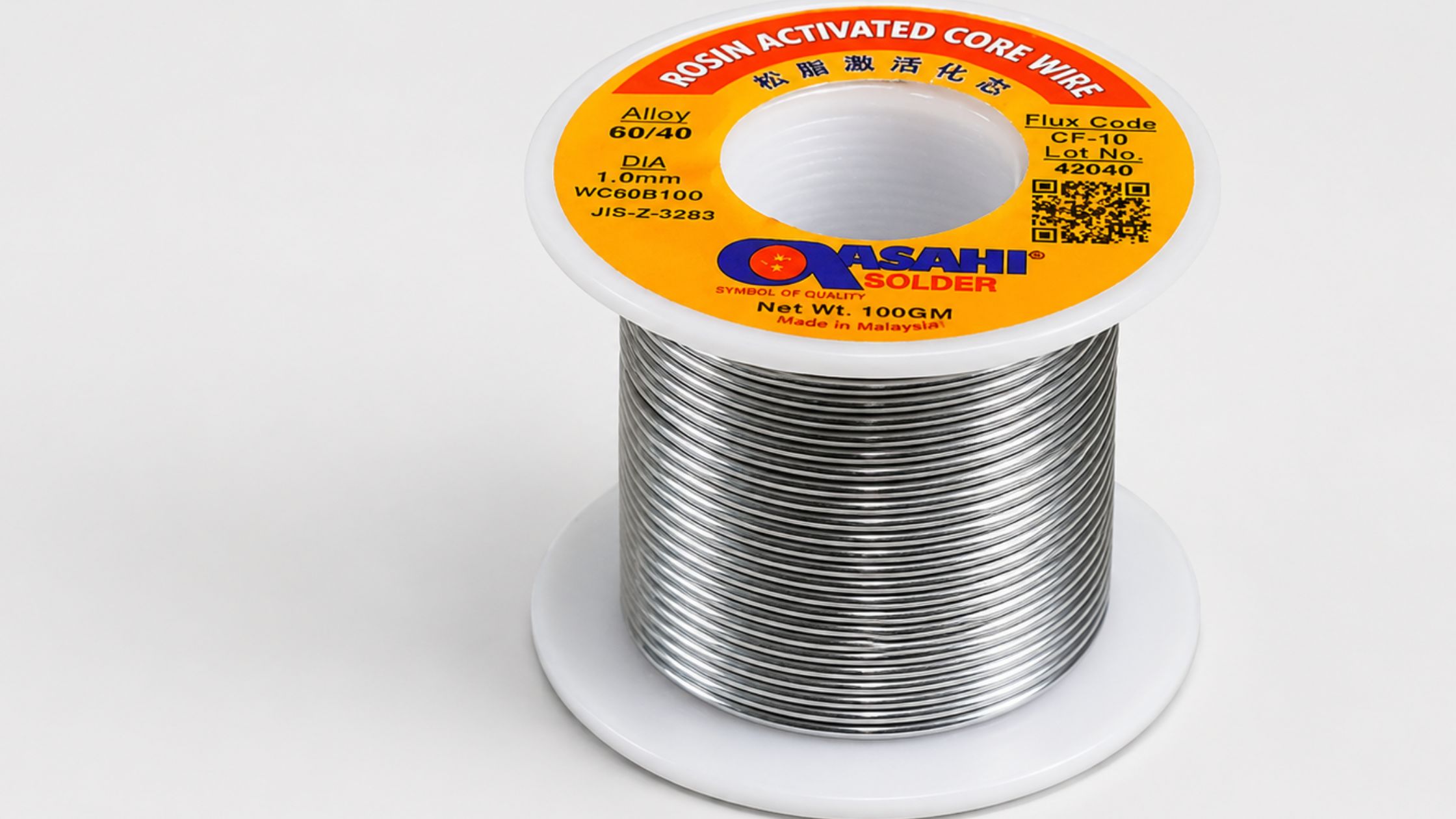 Cuộn chì hàn Asahi 60/40 kích thước 1.0mm có lõi nhựa thông chuyên dụng cho thợ sửa điện tử.