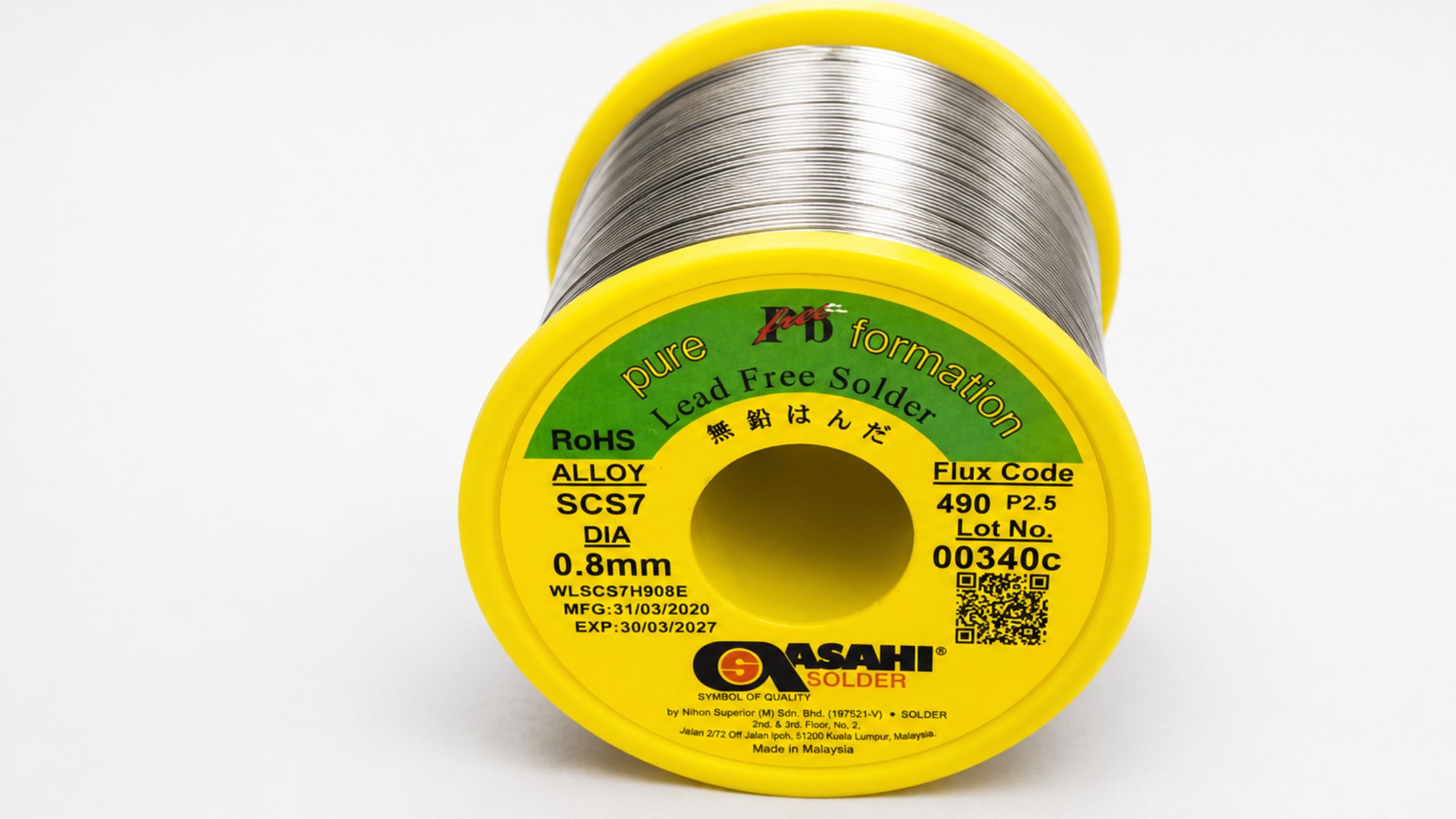 Cuộn chì hàn không chì Asahi Lead Free Solder 0.8mm đạt chuẩn RoHS bảo vệ sức khỏe