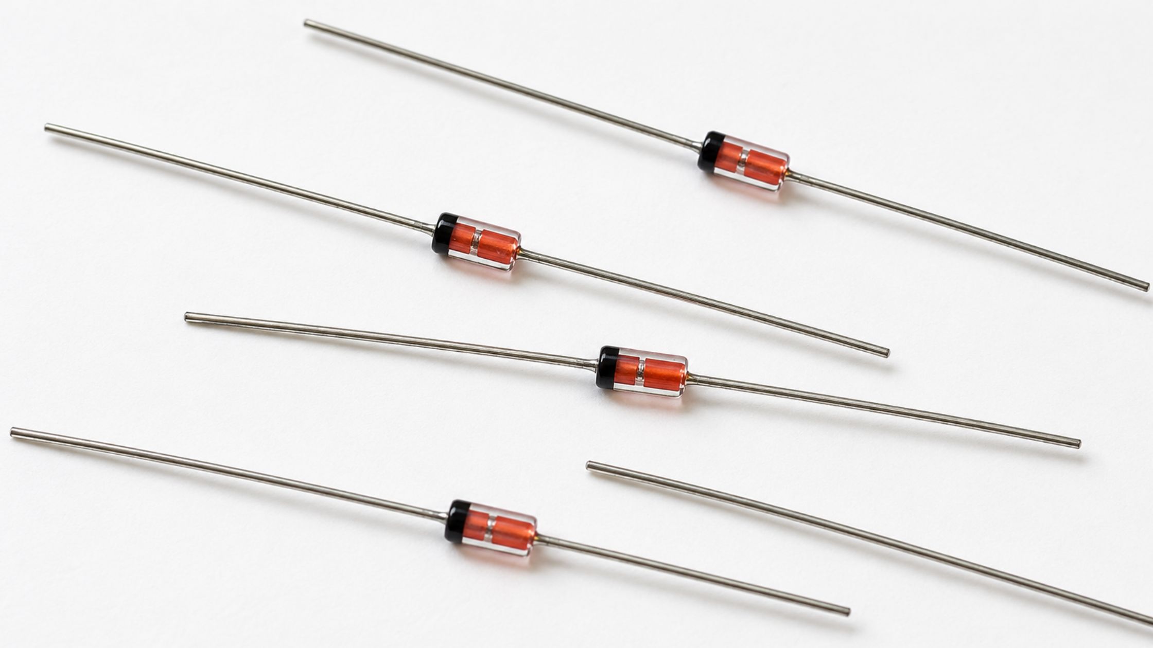 Hình ảnh thực tế các linh kiện diode Zener ổn áp vỏ thủy tinh chân cắm tiêu chuẩn