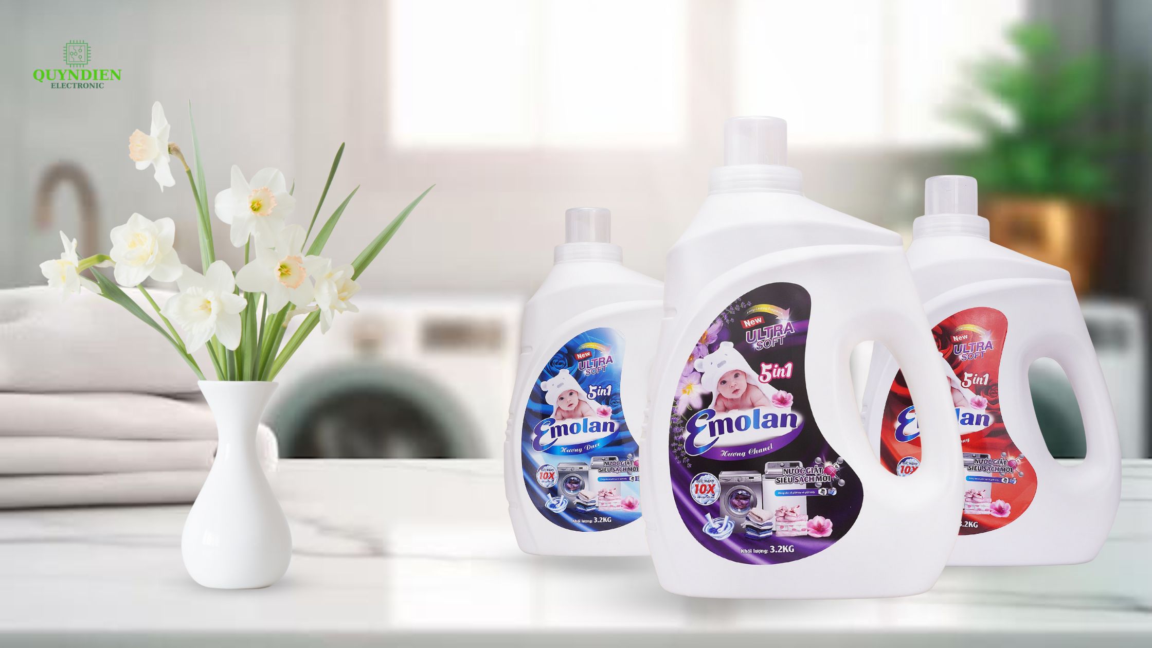 Nước giặt cho bé và gia đình sạch khuẩn, mềm vải, thơm bền lâu suốt ngày dài.