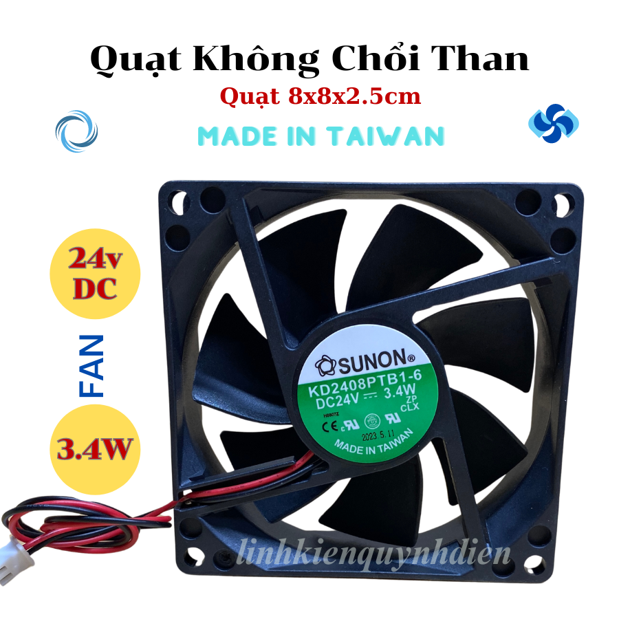 Quạt tản nhiệt 24v 8x8x2.5cm 