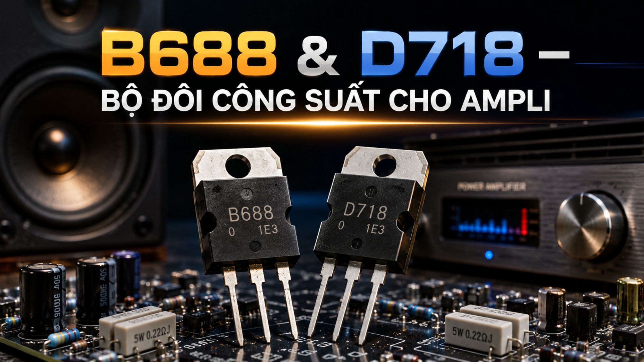 B688 và D718 là bộ đôi transistor công suất phổ biến cho ampli class AB