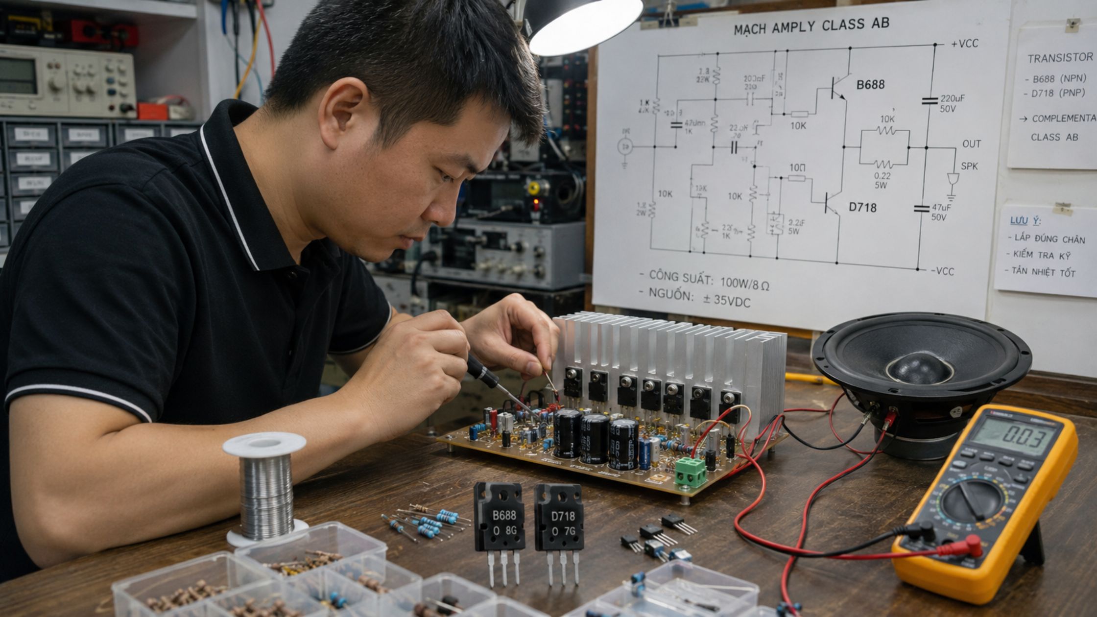 Có nên dùng B688 và D718 cho ampli DIY class AB công suất vừa