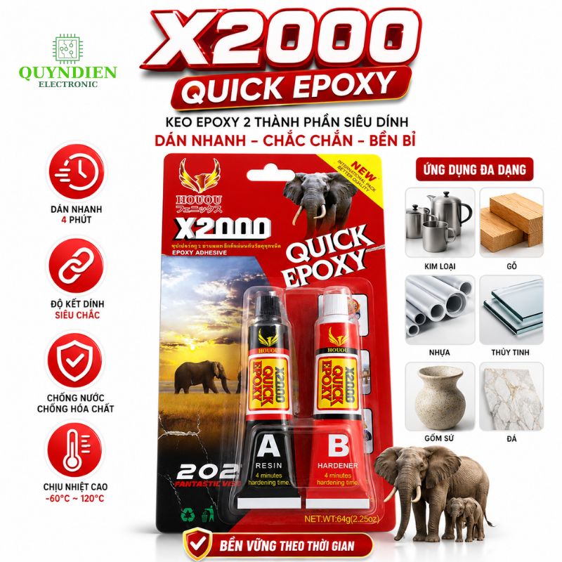 Keo AB Thái Lan X2000 Quick Epoxy - 1 Vĩ