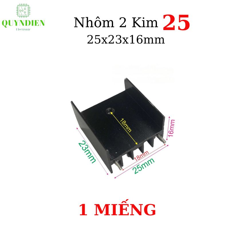 Nhôm tản nhiệt 2 kim 25x23x16mm cho transistor TO-220
