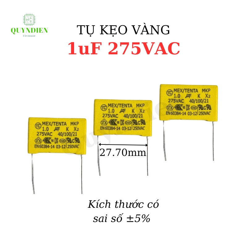 Tụ Kẹo Vàng vuông 1.0uF 275VAC