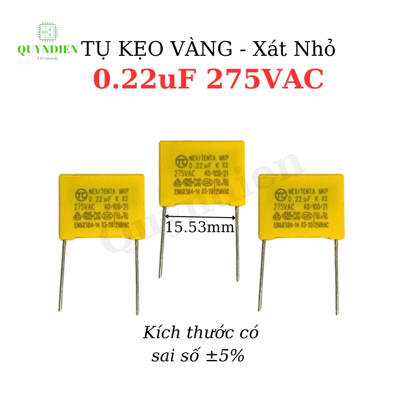 Tụ Kẹo Vàng 224K  0.22uF 275VAC-Xát Nhỏ