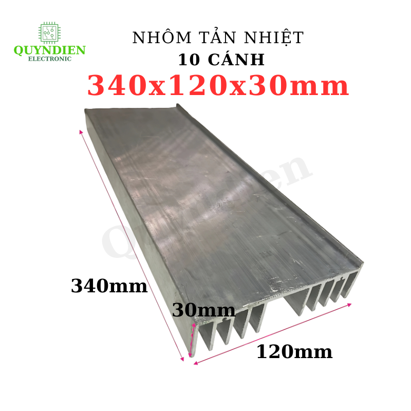 Nhôm Tản Nhiệt 10 Cánh Lớn 340x120x30mm Loại Dầy