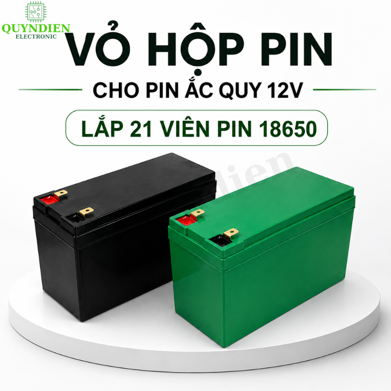 Vỏ Hộp Đựng Pin Kèm 2 Vỉ Cố Định Cell 18650 màu Đen