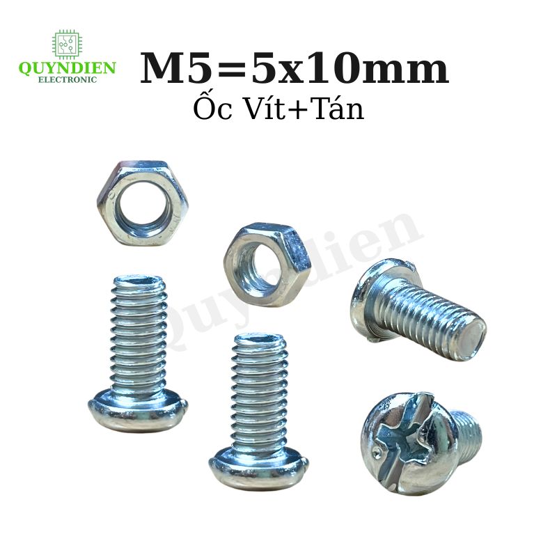 Ốc vít kèm tán M5x10mm túi 100 con