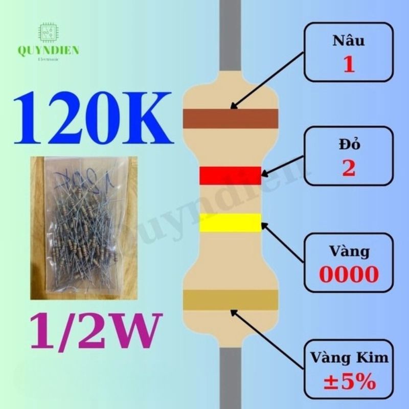 Điện trở Đài Loan 1/2W - 120K