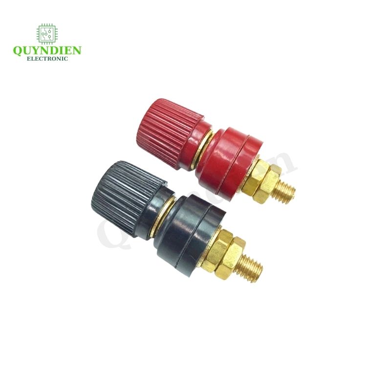 Cặp Jack loa JS333 M6 Cọc Đồng NẮP NHỰA Đỏ Đen trục 6mm