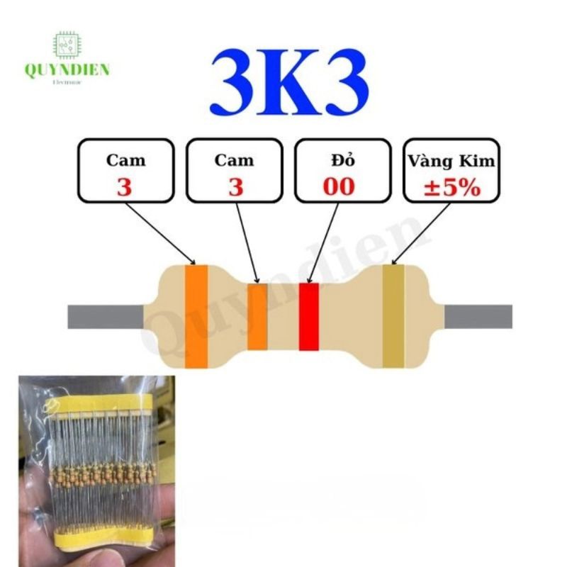 Điện trở Đài Loan 1/4W - 3K3