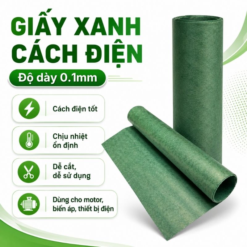 Giấy Xanh Cách Điện 2 Mặt Xù Dày 0.1mm